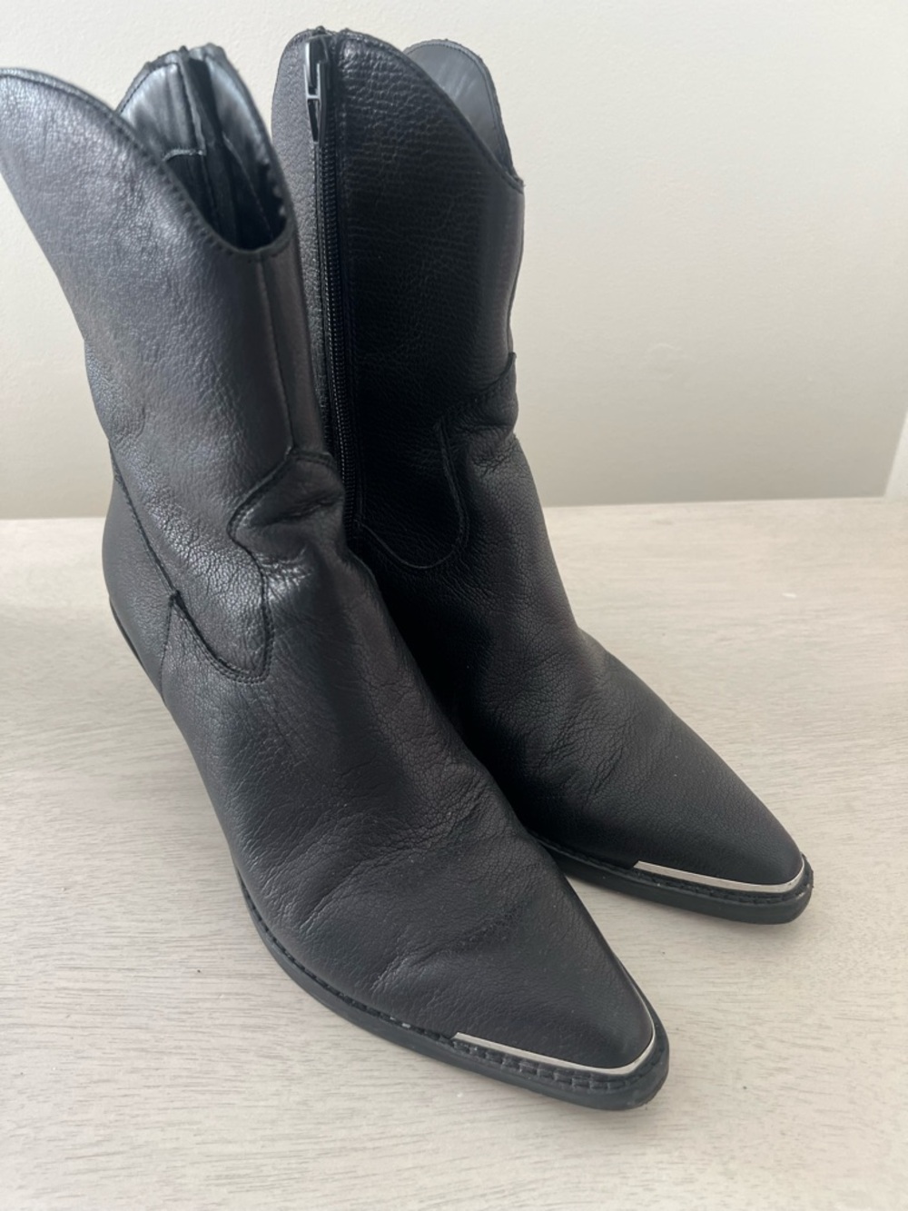 Dolce Vita Black Leather Pointed Toe Ankle Boots